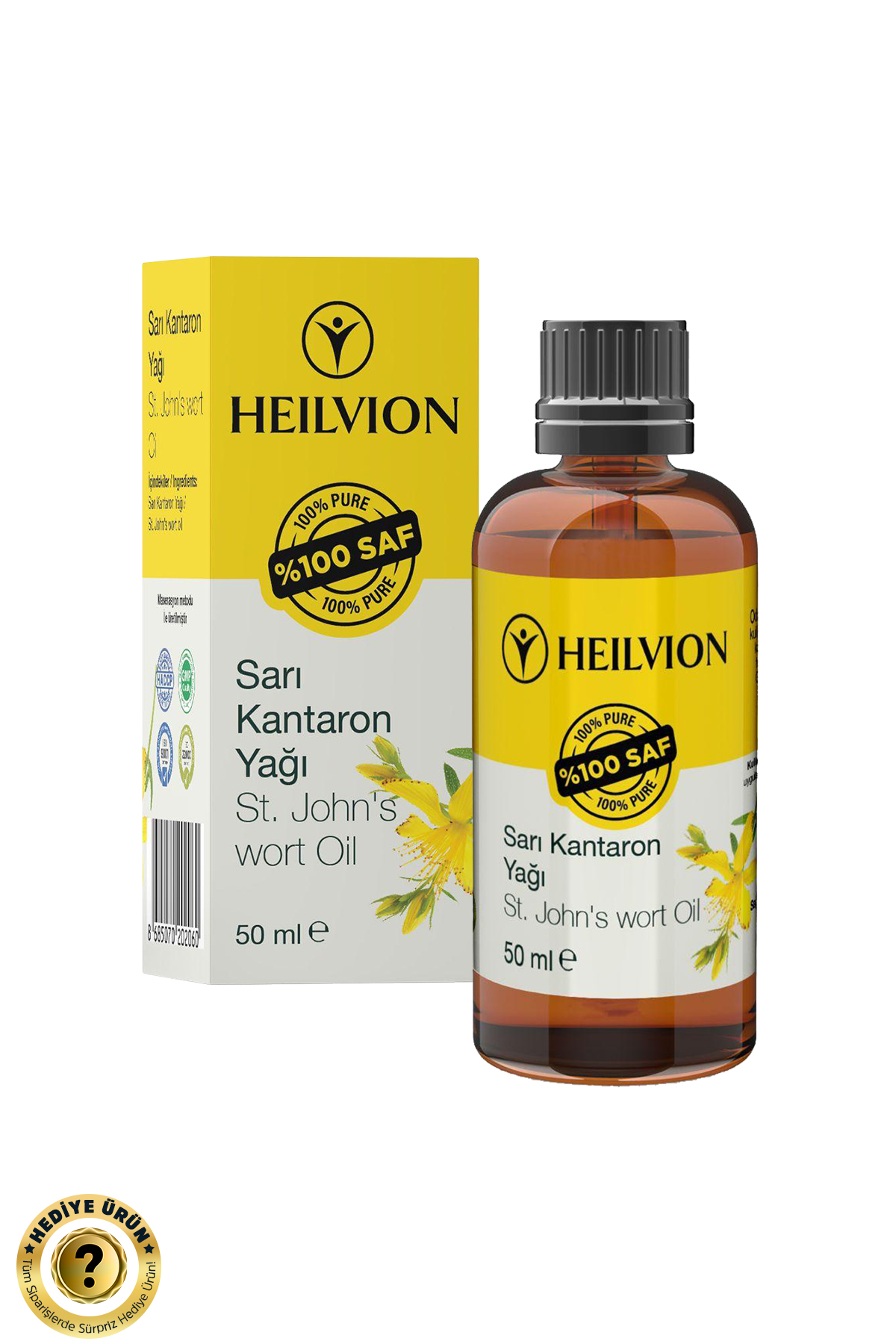 HEILVION Sarı Kantaron Yağı %100 Saf ve Doğal Soğuk Sıkım 50 ML Cilt Bakımı & ve Doğal Bakım