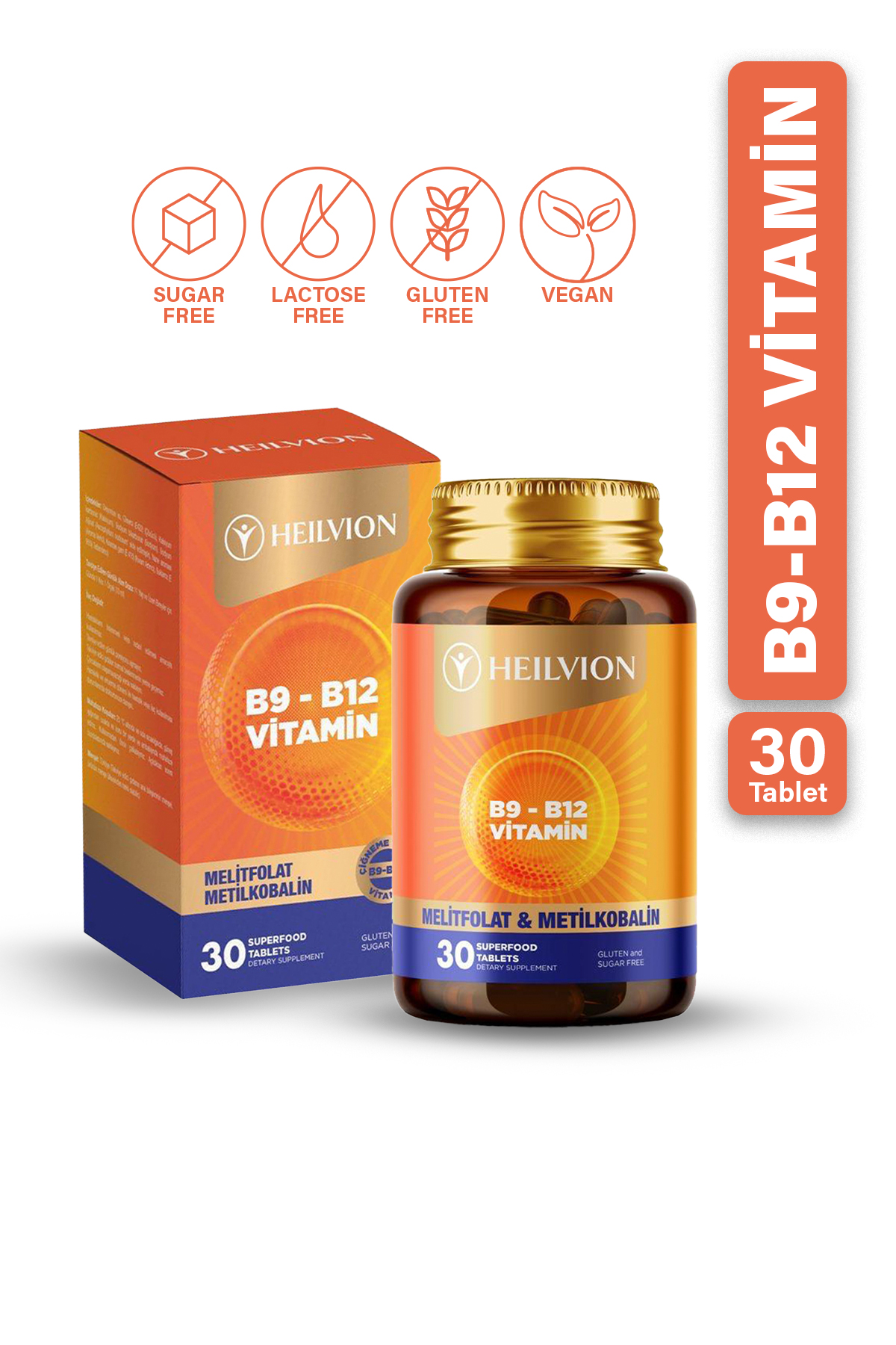 HEILVION Vitamin B12 Folik Asit B9 – Metilkobalamin – Metilfolat Dil Altı Tablet