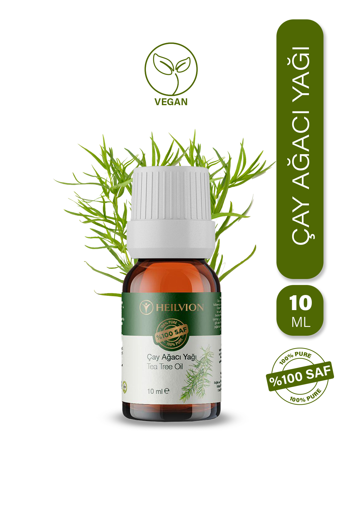HEILVION Çay Ağacı Uçucu Yağı %100 Saf ve Doğal 10ML Rahatlatıcı, Antiseptik ve Temizleyici Özellikli